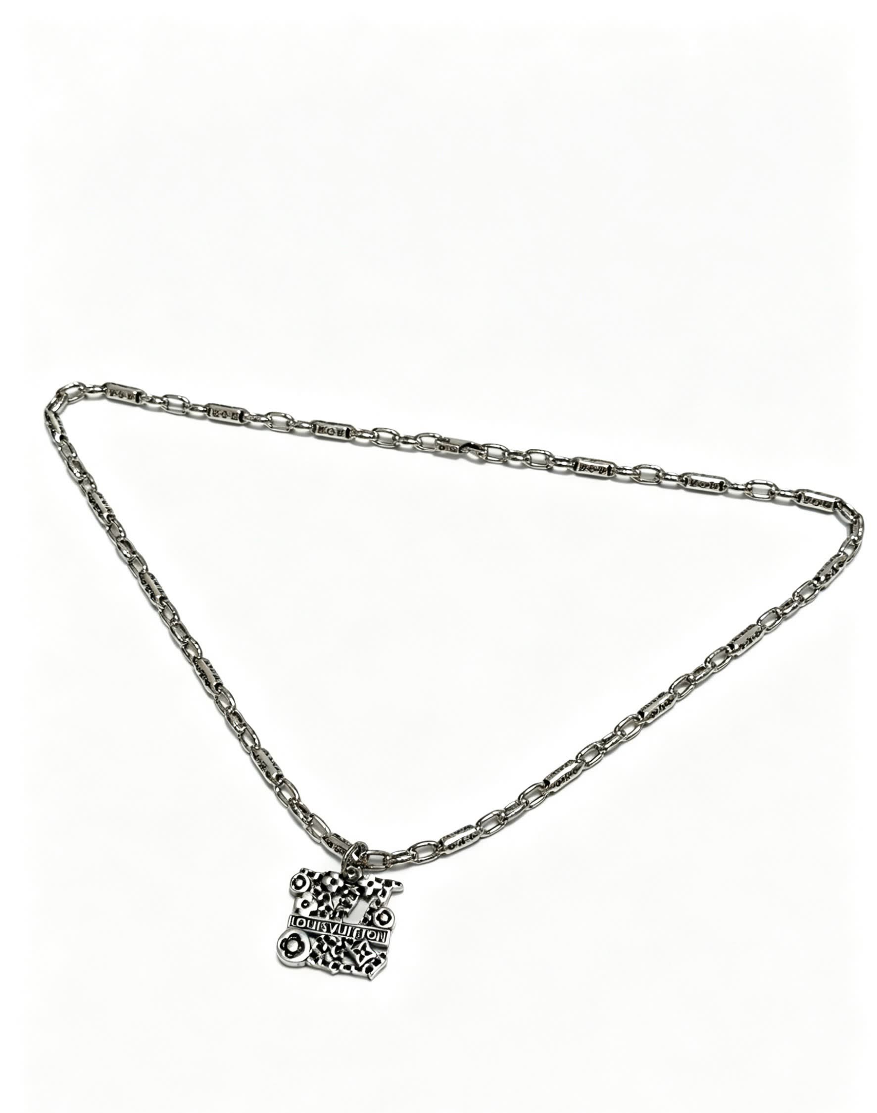 Louis Vuitton Silver Chain with Logo Pendant